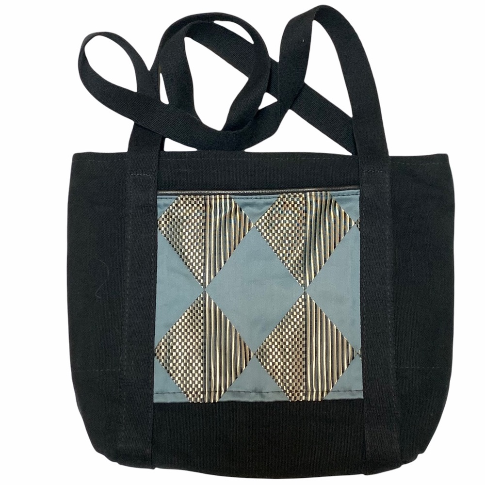 Portmanteau Zipper Patchwork Two Strap Tote Bag